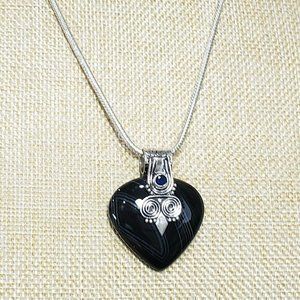 Agate necklace, 925 silver botswana agate tanzanite gemstone pendant necklace